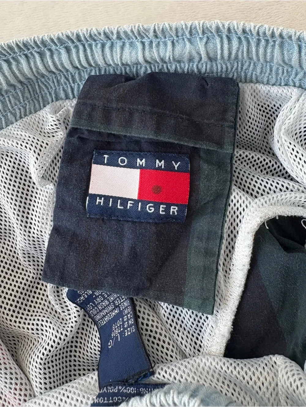 Tommy Hilfiger Vintage Split Plaid Drawstring Swim Shorts - Red & Green